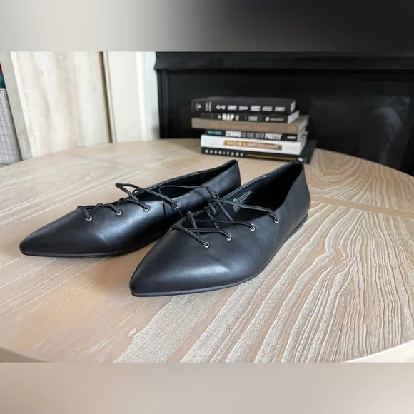 Aerosoles|Women’s Black Lace-Up pointy flats-Shoes,size 10•••NWT,closet staple - Picture 2 of 12